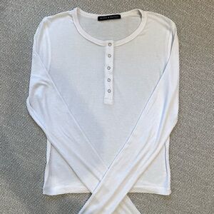 Brandy Melville White Long Sleeve Henley Top